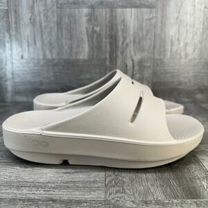 OOFOS OOahh Luxe Slide Sandals Women 5 Latte Beige New Recovery Comfort OOfoam